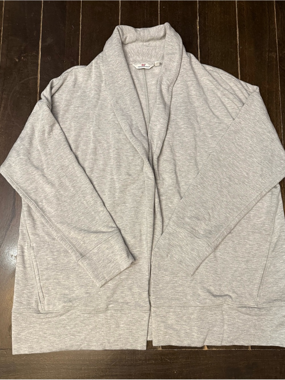 Mens Vineyard Vines XXL Gray Shawl Collar Open Front Cardigan Coatigan Stretch